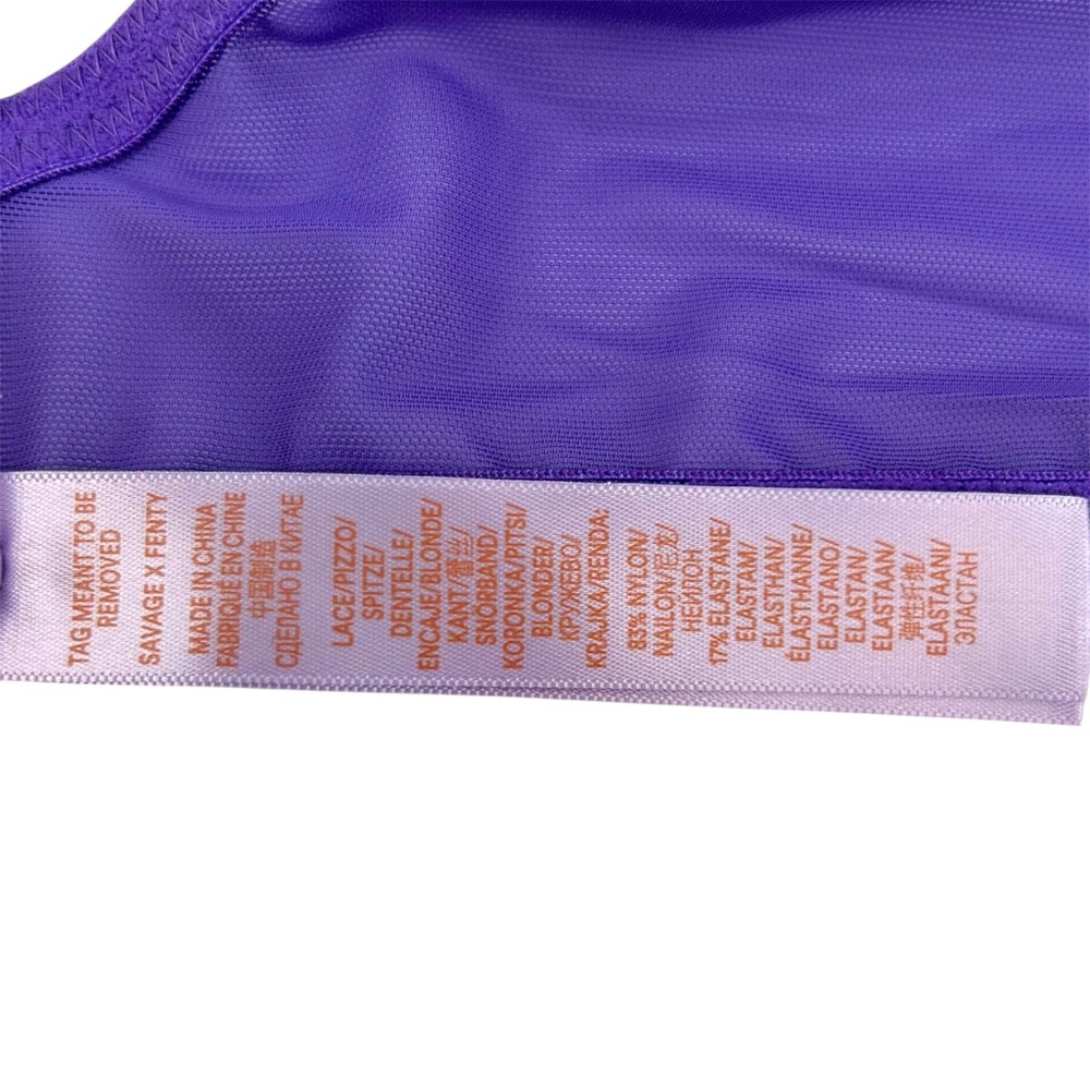 NWT Savage x Fenty Steamy Floral Unlined Lace Bra Purple Royale Romance In Bloom - Picture 13 of 15